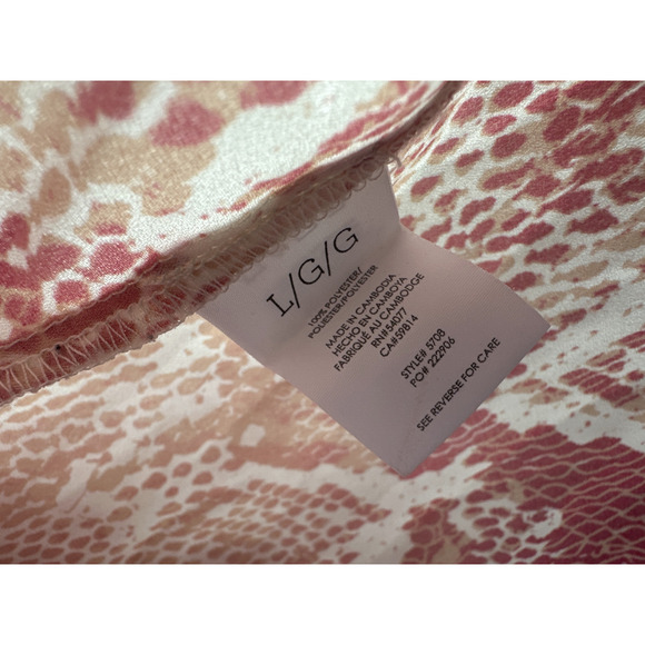 Cabi Bethany Snake Print Blouse Pink White Long Blouson Sleeve 5708 Women Large - Picture 9 of 11